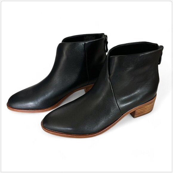 Soludos Venetian Black Leather Ankle Bootie Boots Stacked Block Heel NEW NIB 6 - Picture 7 of 10